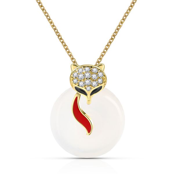 Муравьиный ангел женский классический стиль 925 серебро животное ожерелье алмаз элегантный серебряный нефритовый лис S925 стерлингового серебра лиса ожерелье Q0531