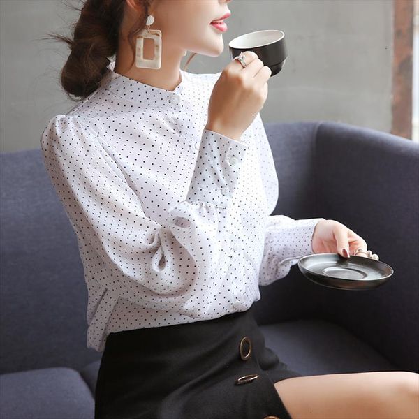 

arrived new spring blouse women white shirt female long sleeve chiffon blouse office lady fashion d469 30