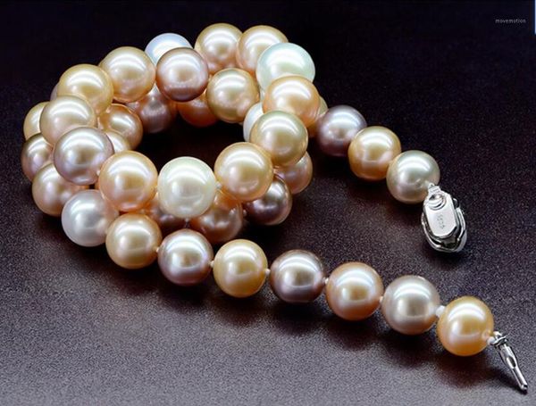 

gorgeous 10-11mm south sea round multicolor pearl necklace 18inch 36"1, Silver
