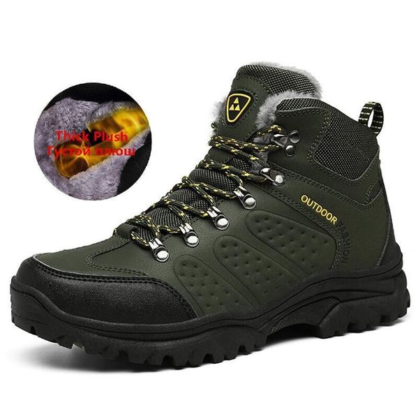 

fashion men's boots thick plush men snow boots non-slip wear-resistant hiking outdoor men winter zapatillas hombre, Black