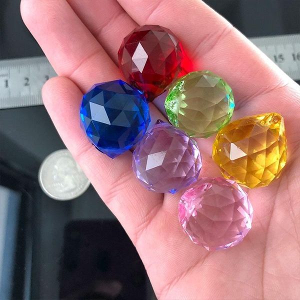 

6pcs rainbow color crystal chandelier ball prism suncatcher crystal lighting ball parts decor 20mm diy spacer charm beads h bbymjt