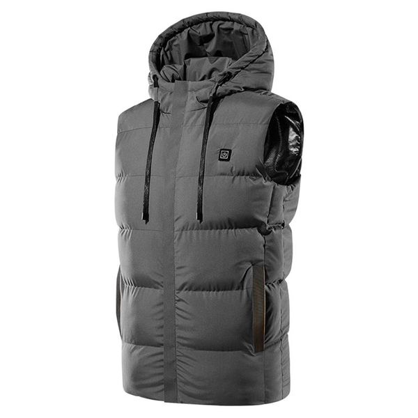 

outdoor t-shirts with pockets usb port electric warm winter hooded polyester 7 heating pads 3 gear temp heated vest camping hiking, Gray;blue