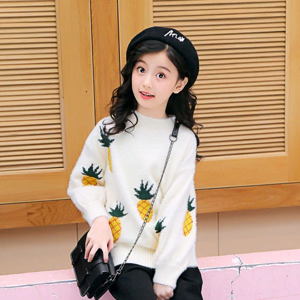 

girls' 2020 new children's wear mink like cashmere sweater, Blue