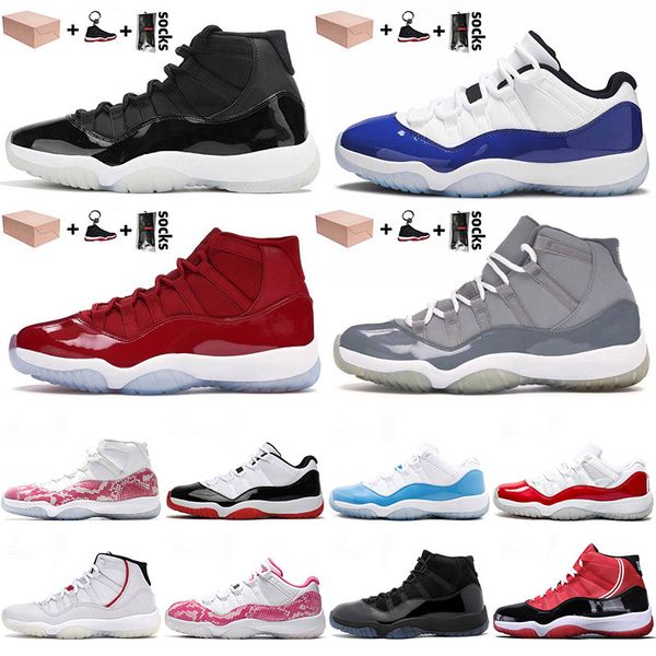 

wholesale 2021 new jumpman 11 11s concord blue retro 25th anniversary basketball shoes cool grey bred cap and gown women trainers sneakers, White;red