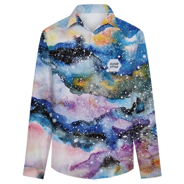 

cloudstyle mens shirts 3d printed logo long sleeves shirt streetwear fashion casual male shirt for spring, White;black