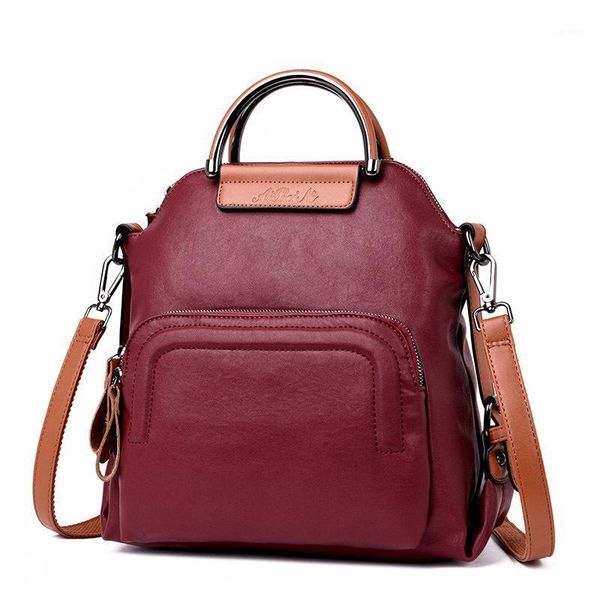 

backpack women 2021 trendy wild large-capacity soft leather fashion cowhide bag schoolbag1