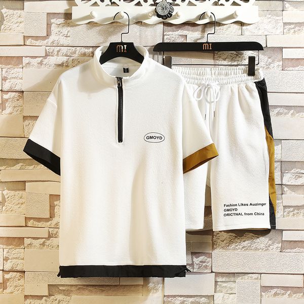 

new 2021 black white tracksuits men's sport suit running sets clothes joggers training gym fitness man set t shirt + short pants mr5q