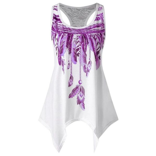 

4xl plus size women butterfly feather print t shirt summer casual lace patchwork ladies irregular t shirt 5xl big size, White