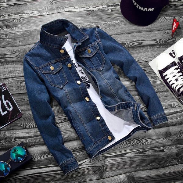

2020 autumn youth jeans jacket men casual holes turn-down collar slim jacket cowboy hip hop streetwear denim jacket, Black;brown