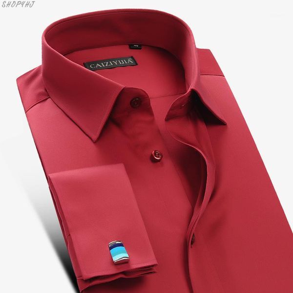 

long sleeve men wedding shirts dress shirts with cufflinks new luxury mercerized cotton french cuff button1, White;black