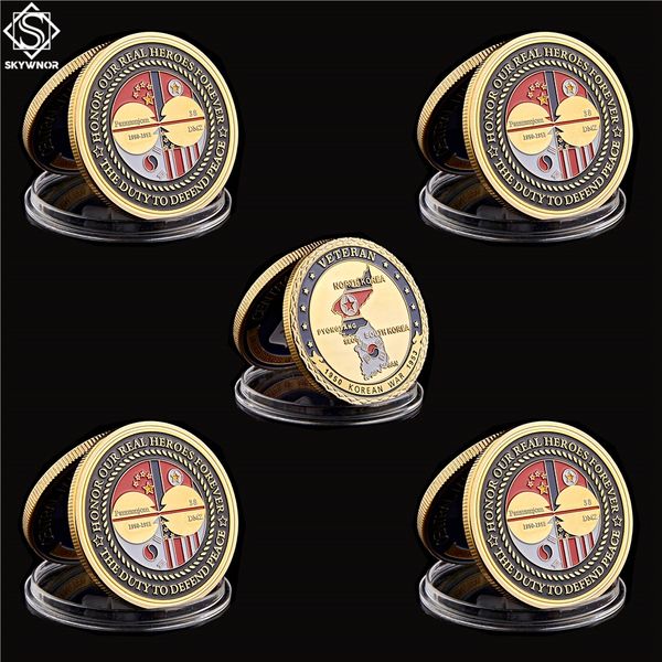 

5pcs korean war veteran challenge coin craft us 24k gold plated military om commemorative badge