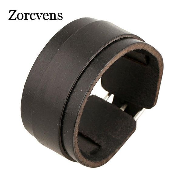 

anklets zorcvens wristband punk jewelry cuff double wide black leather bangles for men stainless steel charm bracelet, Red;blue