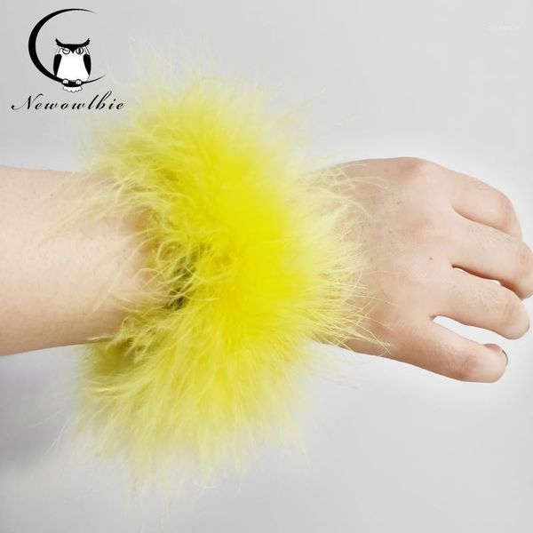 

100% turkey fur headdress ostrich fur bracelet cuffs ladies bracelet turkey accessories wholesale custom1, Golden;silver