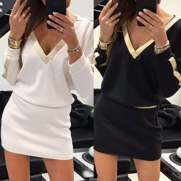 

casual autumn women v-neck temperament ladies irregular tight-fitting hip vestidos de verano mujeres, Black;gray