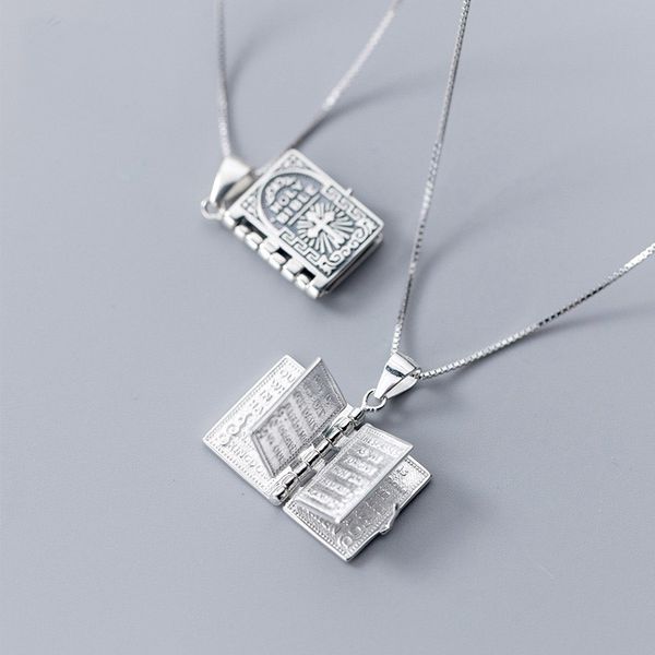 

925 sterling silver oratio dominica bible openable pendant necklace the lord's prayer can open christian jewelry q0531