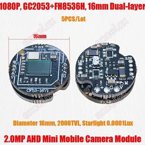 

5pcs/lot starlight 16mm diameter round 1920x1080p 2mp ahd mobile vehicle cctv camera module gc2053 fh8536h 2000tvl analog board1