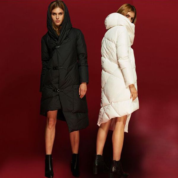 

winter fashion duck feather x-long fattening hoodie, women's coat, clothing, 2019