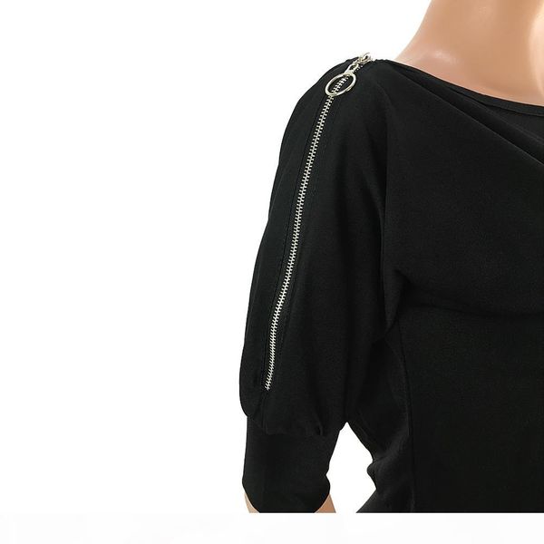 

womens loose pure color off shoulder split zip short sleeve elastic waist long jumpsuit streetwear club party casual commuting suit, Black;white