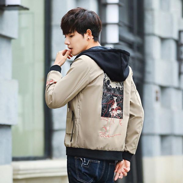 

fashion slim zippers men casual jacket hooded long sleeve thin jackets and coats korean style overcoat plus size1, Black;brown