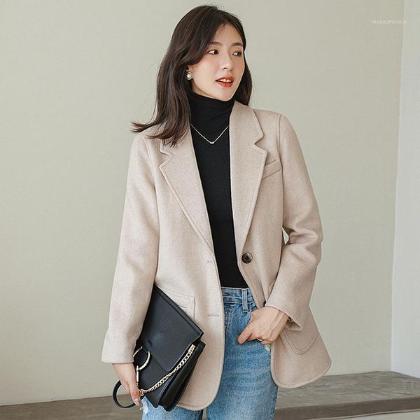 

women's suits & blazers women wool blended classic design plaid pockets single button ladies office work clothing style fashion1, White;black