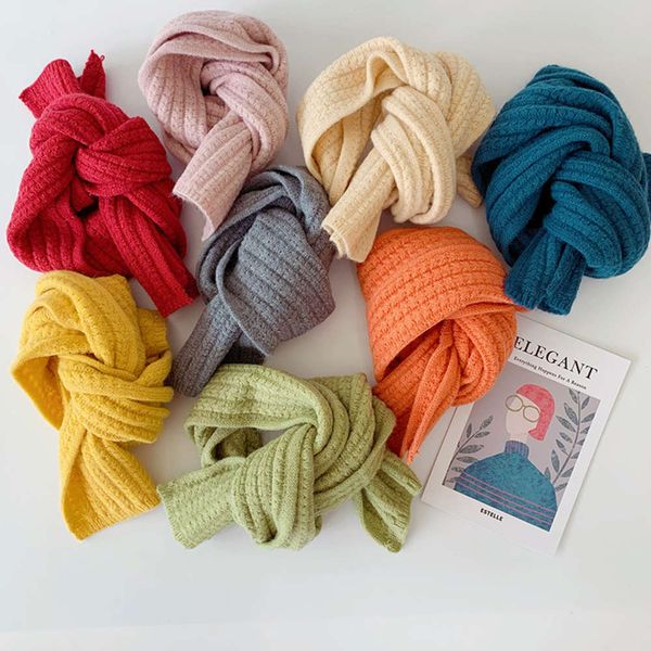 

children's corn grain knitted scarf in ins sle candy color, Red;brown