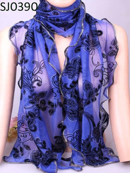 

scarves charm scarf vintage warm flower bohemian shape chiffon silk rayon microfiber & wraps shawl for women, Blue;gray