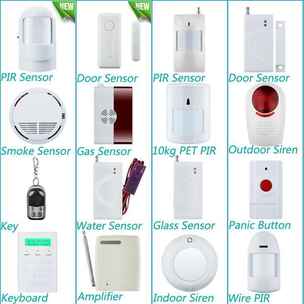 

wireless alarm accessory glass/door/pir/siren/smoke/gas/water/password keypad sensor for home security wifi gsm sms alarm system1