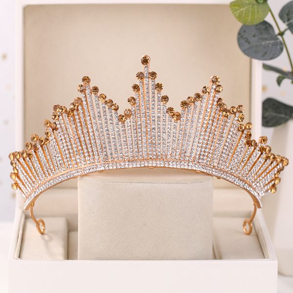 

luxury rhinestone crystal wedding crown bride tiaras and crowns queen diadem pageant party crown bridal hair jewelry accessories, Slivery;golden