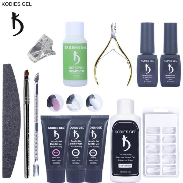 

kodies gel poly nails gel kit 12 pcs/set professional builder acrylic varnish slip solution cuticle oil remover uv nail polish, Red;pink