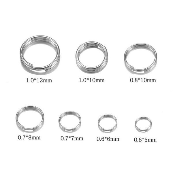 

100pcs/lots 5-15mm stainless steel open double loops split jump rings keychain link circle diy keyring connectors acc jllaow, Slivery;golden