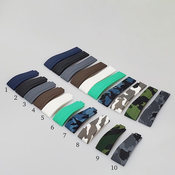 

20mm black rubber replacement wrist role watch band for strap gmt sub, Black;brown