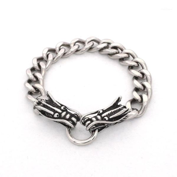 

charm bracelets jsbao selling silver color double oriental dragon animal bracelet memorial gift men stainless steel jewelry1, Golden;silver