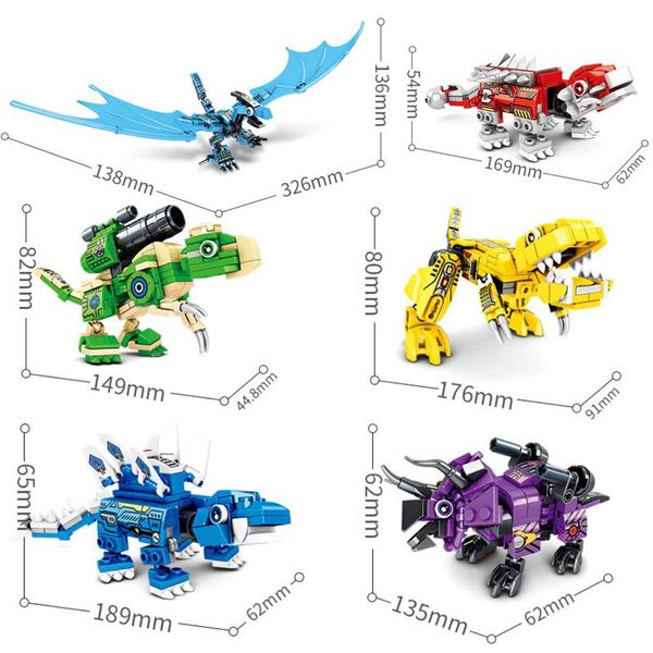 

sembo 649pcs classic mecha deformation robot building blocks 6in1 city guard robot dinosaur model assembling enlighten kid toys wmtley