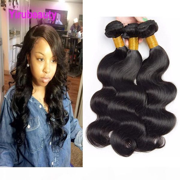 

brazilian human hair natural color yiruhair 3 bundles body wave 9a grade virgin hair extensions wefts 3 pieces lot 8-30inch, Black