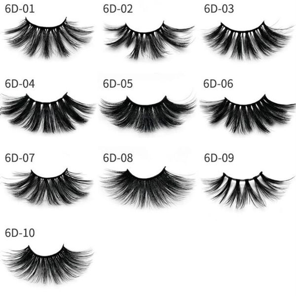 Top 6D 25mm cílios 100% Volume Natural Cabelo Longo 3D Mink Falso Eyelashes Extensão Falso Lash Maquiagem Mink Eyelashes Pack