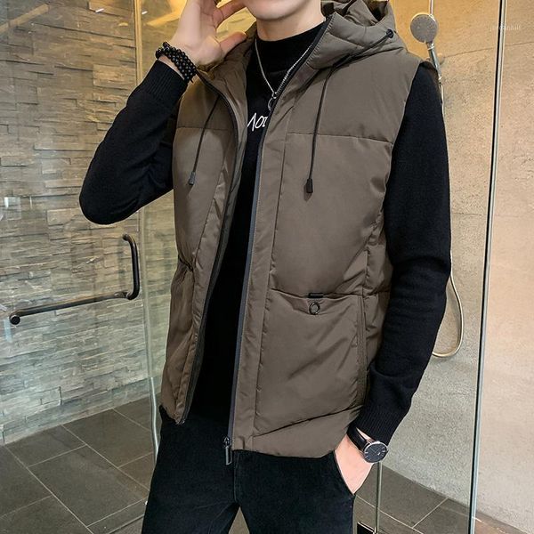 

men's vest men's autumn and winter new style down cotton vest thickened large size warm waistcoat jacket1, Black;white