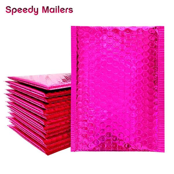 

10шт rose pink фольга bubble bags metallic bubble mailers aluminized почтовые мешки подарка венчания упаковка конверты проложенный доставка
