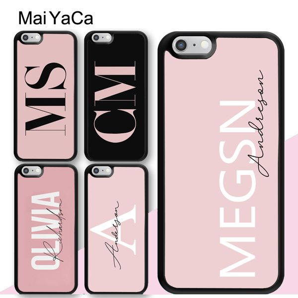 

maiyaca personalised initials custom name pink case for iphone xs xr x 12 mini 11 pro max se 2020 6s 7 8 plus 5s cover coque