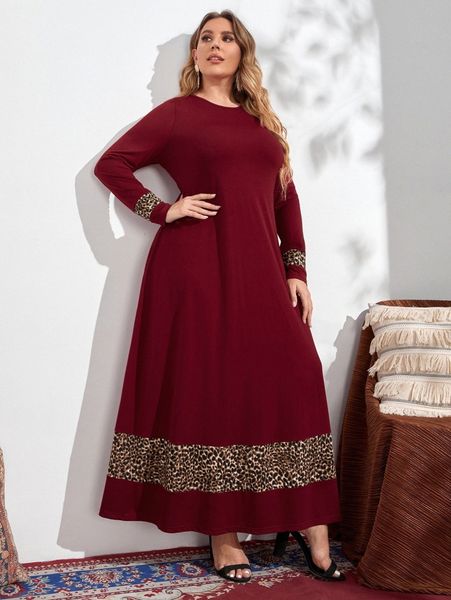 

plus leopard print tee dress c6rf#, Black