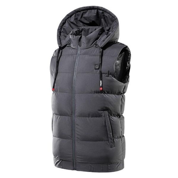 

outdoor t-shirts body warmer usb sleeveless hooded electric heated vest physiotherapy pad thermal heating winter coat clothing v7m1, Gray;blue