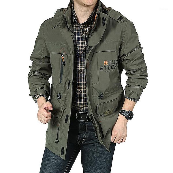 

new 2020 design mens green jackets spring autumn cargo outdoor sport casual army clothes brand windproof waterproof1, Black;brown