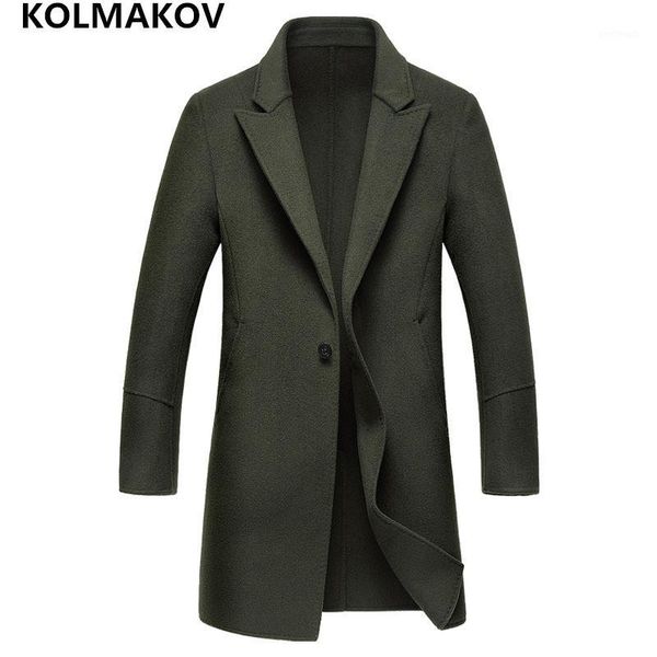 

men's wool & blends 2021 mens winter coats jackets fabric double-faced men's woolen high-end cashmere man plus size m-3xl1, Black