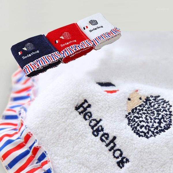 

3pcs/lot pocket cotton towel 35x35cm handkerchiefs embroidered hedgehog face towels for kid/adult1