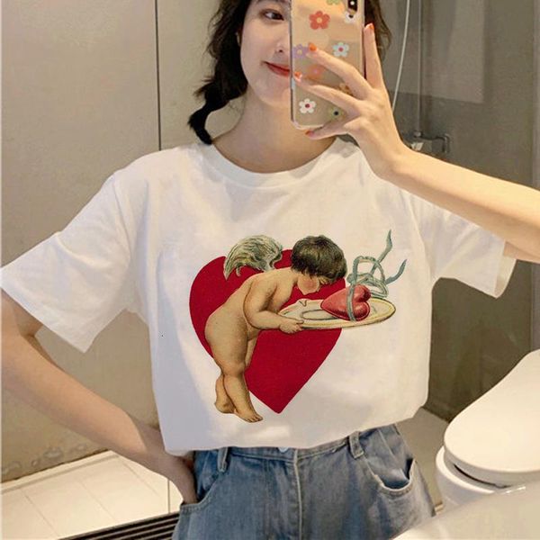 

angel aestethetic kawaii t рубашка графическая t-футболка с футболкой harajuku футболка женских топ-тройников друзей ropa mujer женщина, White