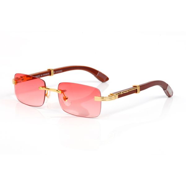 Neue Modedesigner-Retro-Sonnenbrille für Damen, Herren, quadratisch, randlos, Brillengestell, klare blaue, rote, braune Gläser, goldene und silberne Metall-Carti-Sonnenbrillen