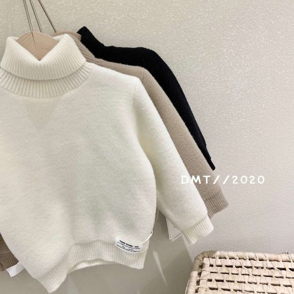 

80-120 south korea autumn winter 2020 new boys' and girls' high neck knitted one piece cashmere soft versatile sweater 2052, Blue