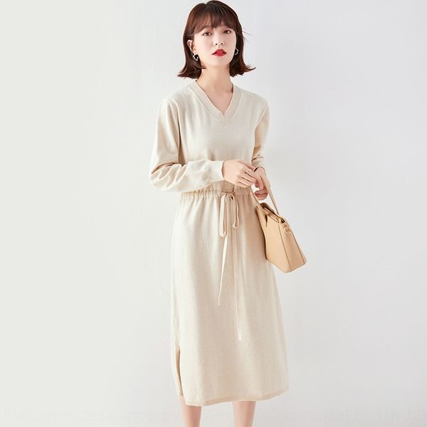 

zjtza women's temperament lace up waist 53vlz dress dresslace dressdress 2020 autumn winter new long sleeve skirt bottom knit, Black;gray
