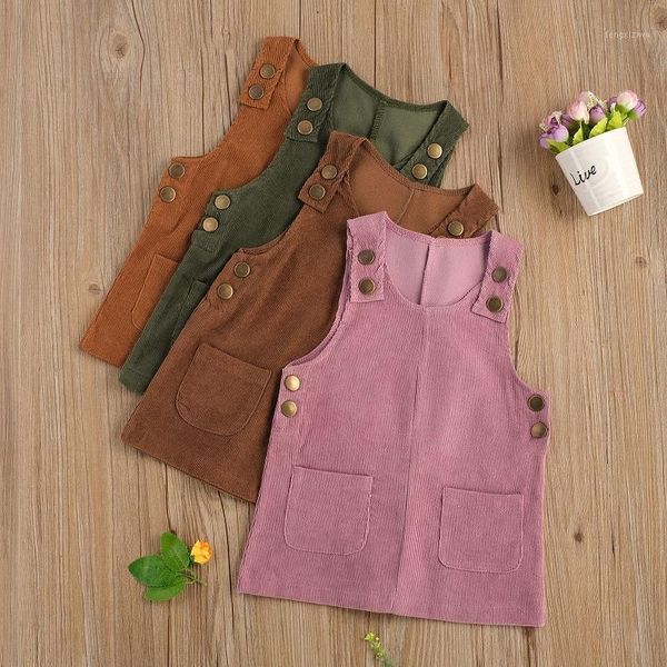 

girl's dresses 1-4y toddler kids baby girl dress sleeveless pocket a-line knee hight corduroy one pieces spring autumn clothes1, Red;yellow