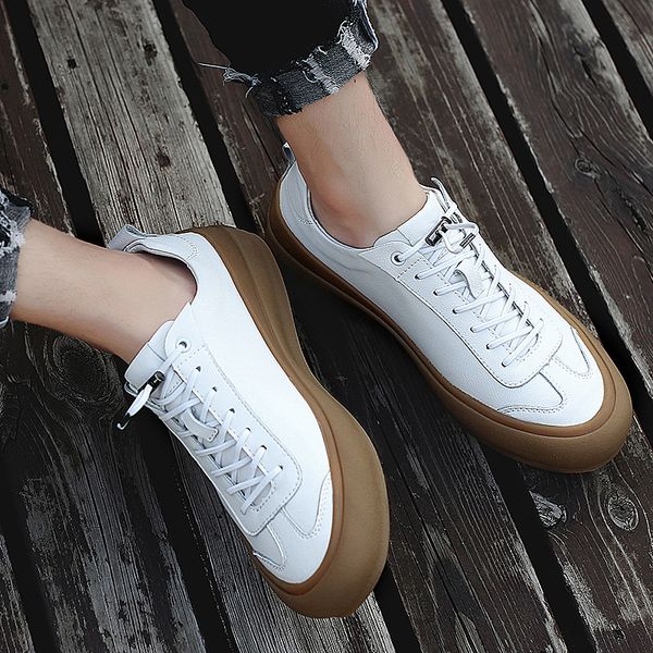 

sneakers men shoes genuine leather original brand autumn casual men shoe simple white sneakers comfortable men flats 201012, Black