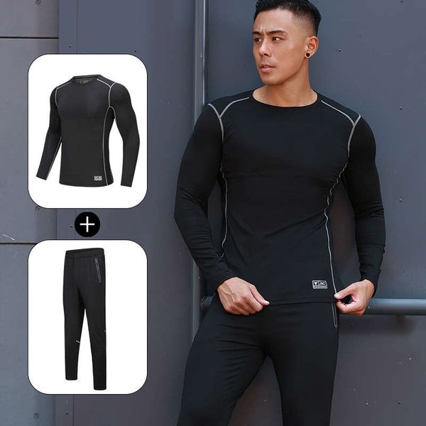 

summer men's 2-piece outdoor morning running quick dry sportswear gym fitness suit, Gray